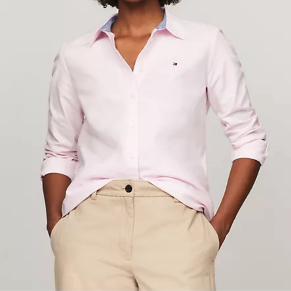 Tommy Hilfiger Pink and white strip button up